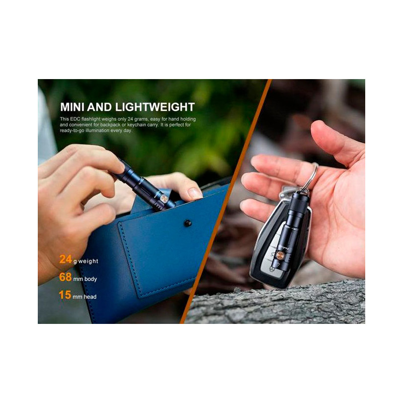 Baterka Fenix Mini Linterna EDC E05R 400