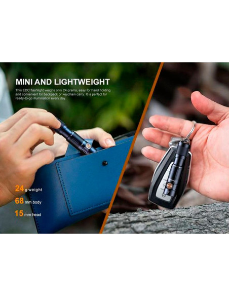 Baterka Fenix Mini Linterna EDC E05R 400